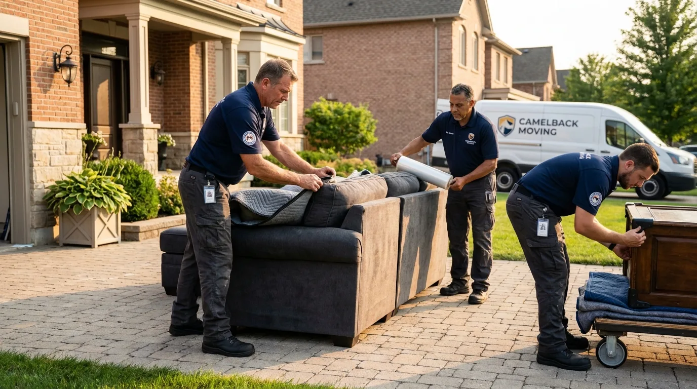 Large estate moving crew wrapping furniture in Santa Clara, UT
