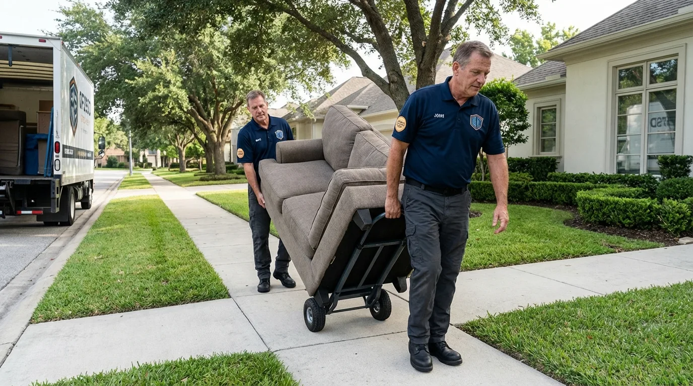 Local residential moving crew loading furniture in Santa Clara, UT