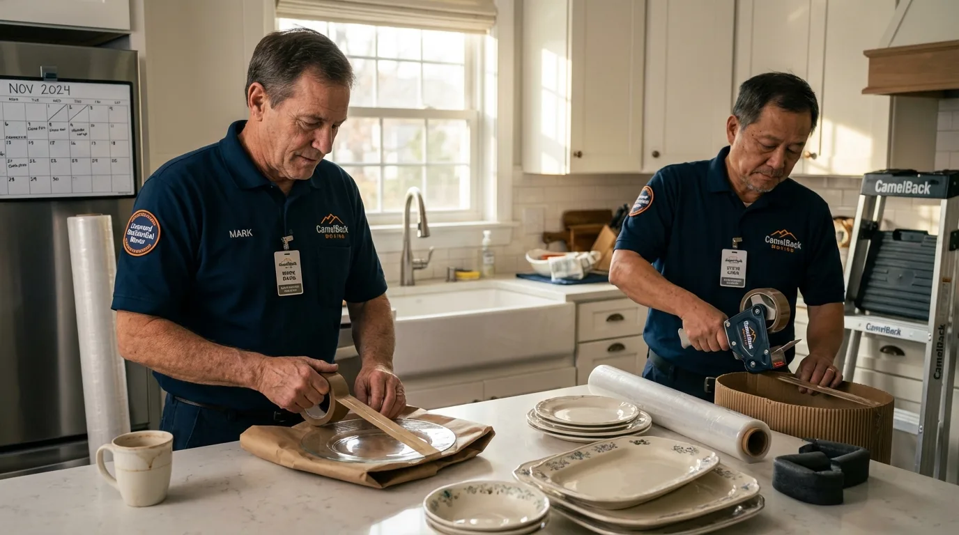 Professional crew packing kitchen dishware in Santa Clara, UT